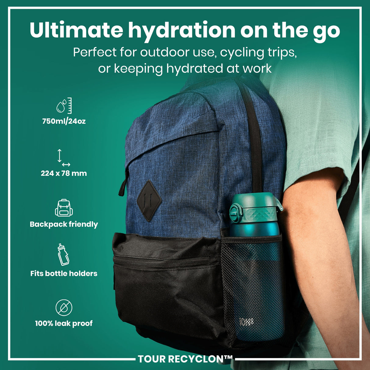 ION8 Bottle, Recyclon, Aqua, 750ml
