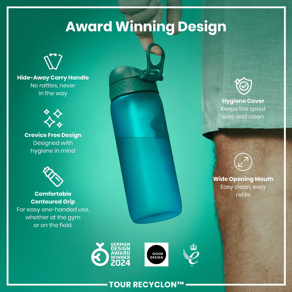 ION8 Bottle, Recyclon, Aqua, 750ml