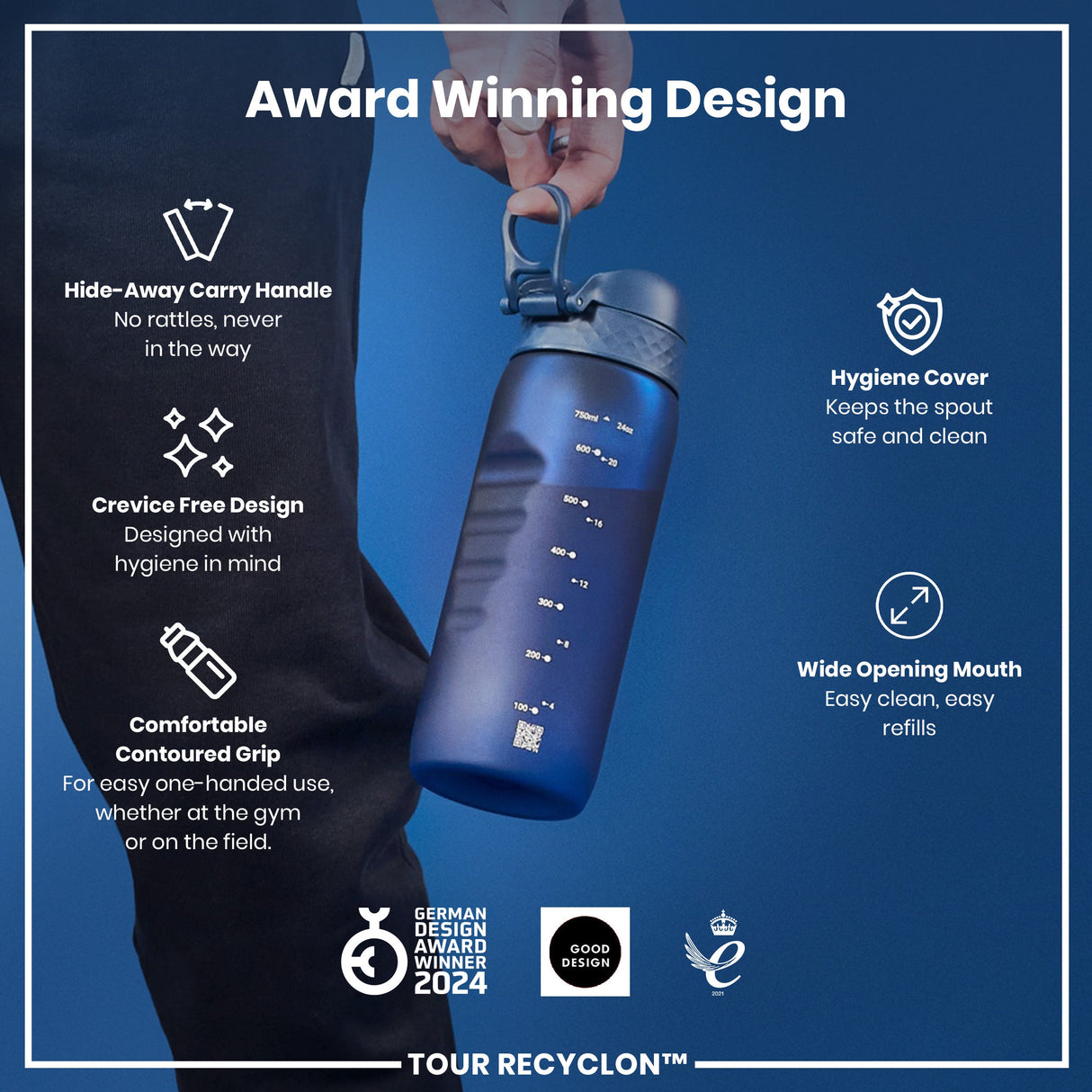ION8 Bottle, Recyclon, Navy, 750ml