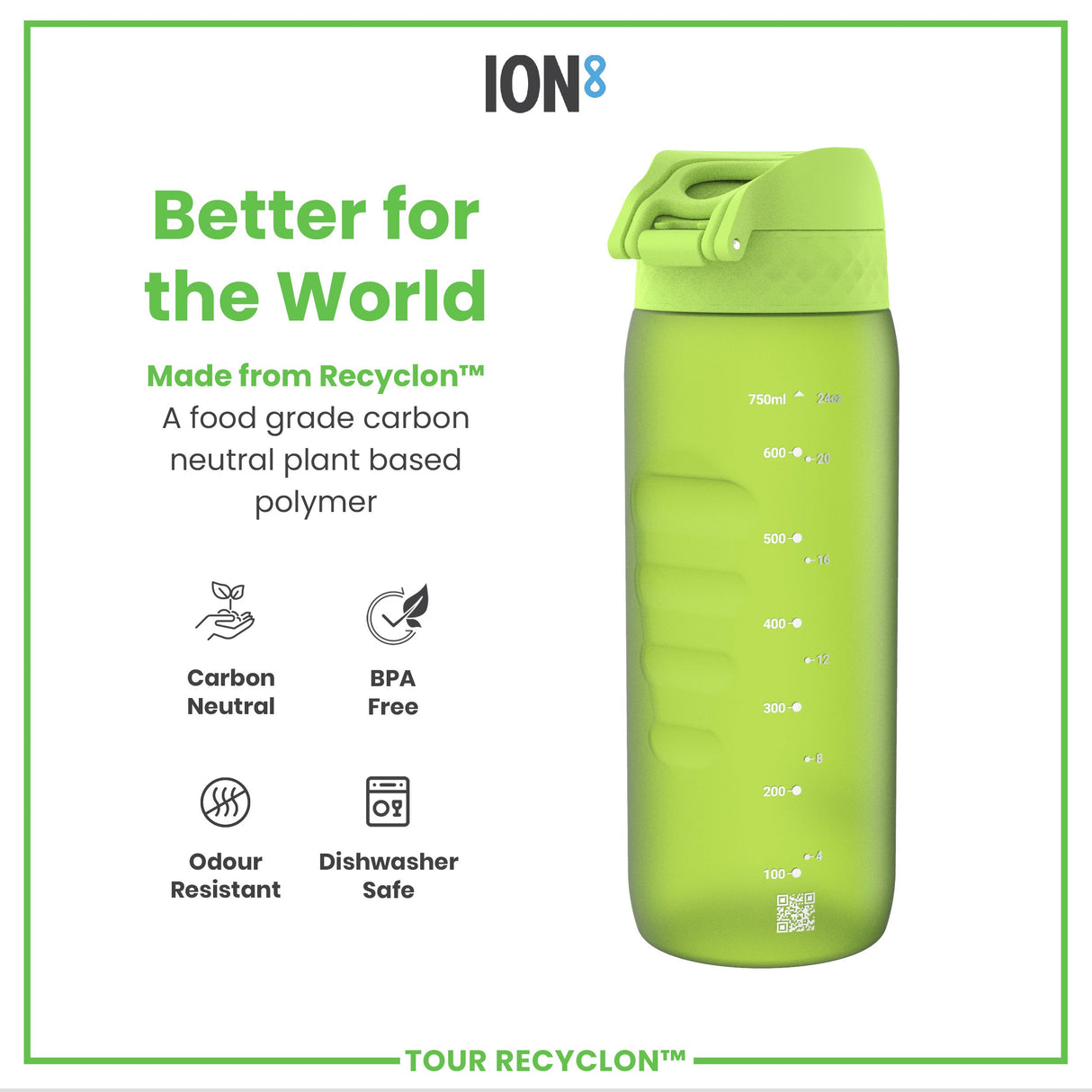 ION8 Bottle, Recyclon, Green, 750ml
