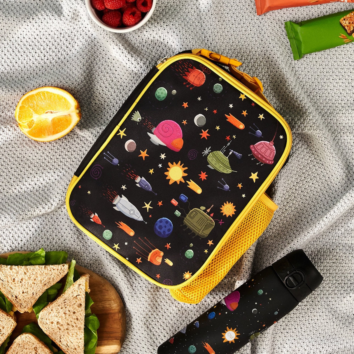 Kids Lunch Bag, Insulated, Spaceships, Medium