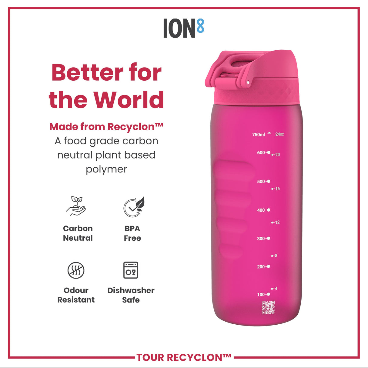ION8 Bottle, Recyclon, Pink, 750ml