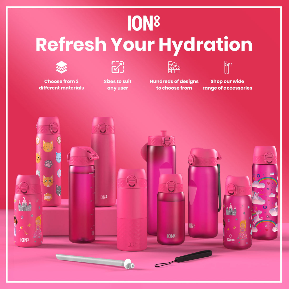 ION8 Bottle, Recyclon, Pink, 750ml
