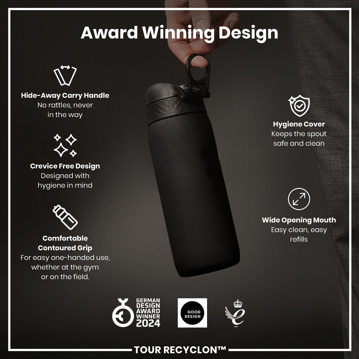 ION8 Bottle, Recyclon, Black, 750ml