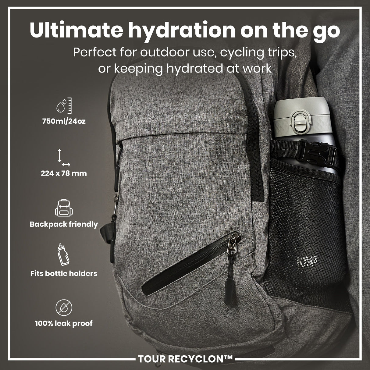 ION8 Bottle, Recyclon, Grey, 750ml