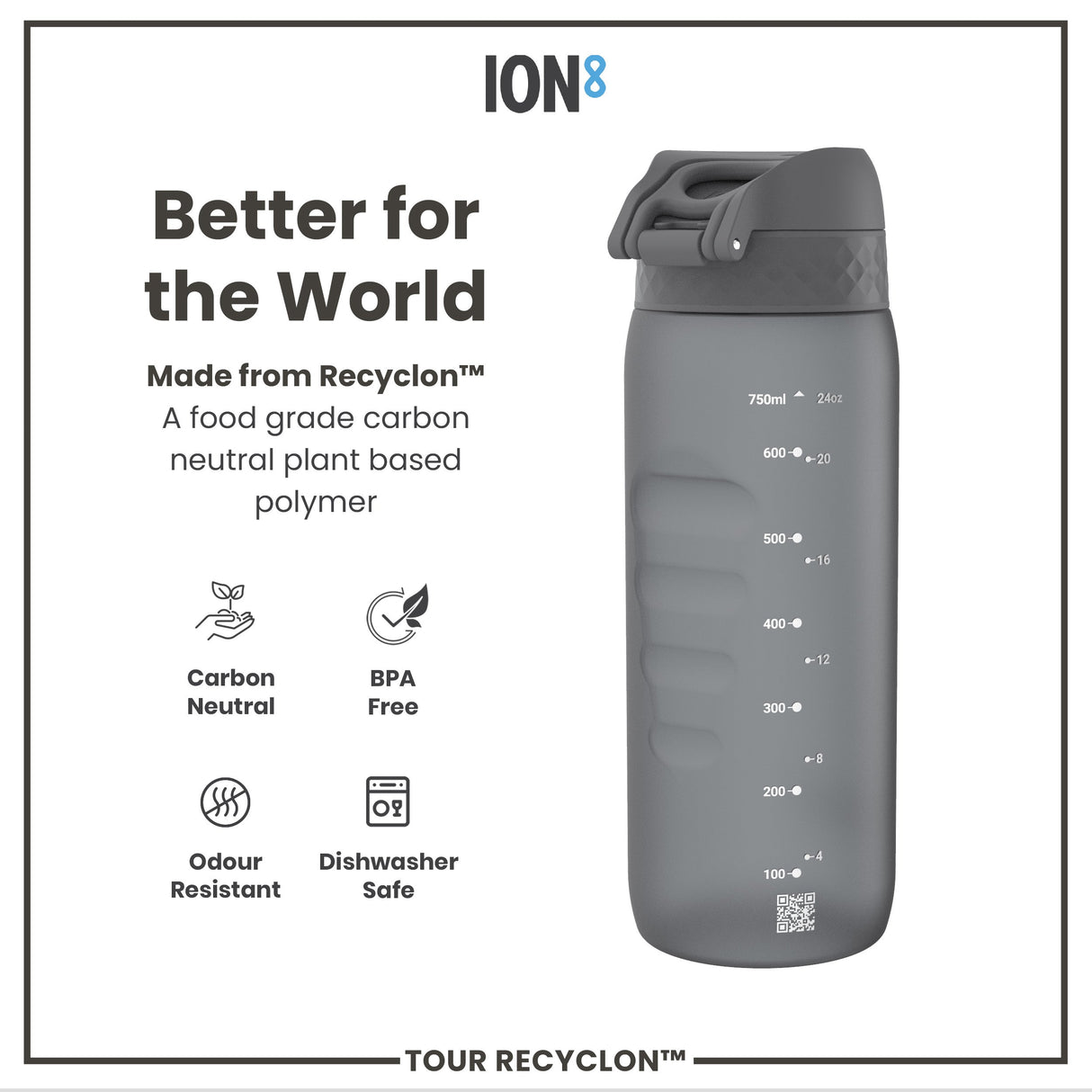 ION8 Bottle, Recyclon, Grey, 750ml