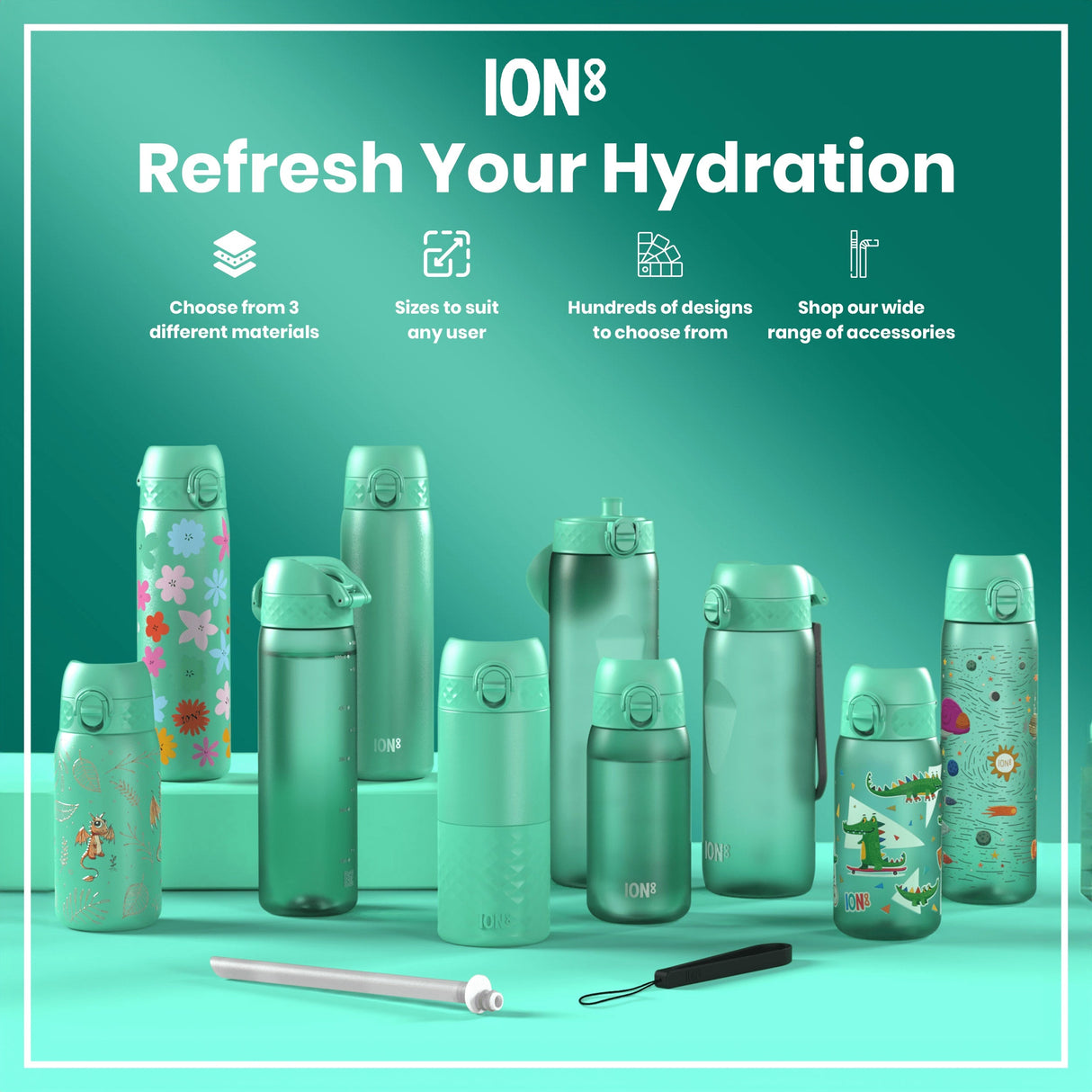 ION8 Leak Proof Kids Water Bottle, Stainless Steel, Egg to Dragon, 400ml (13oz)