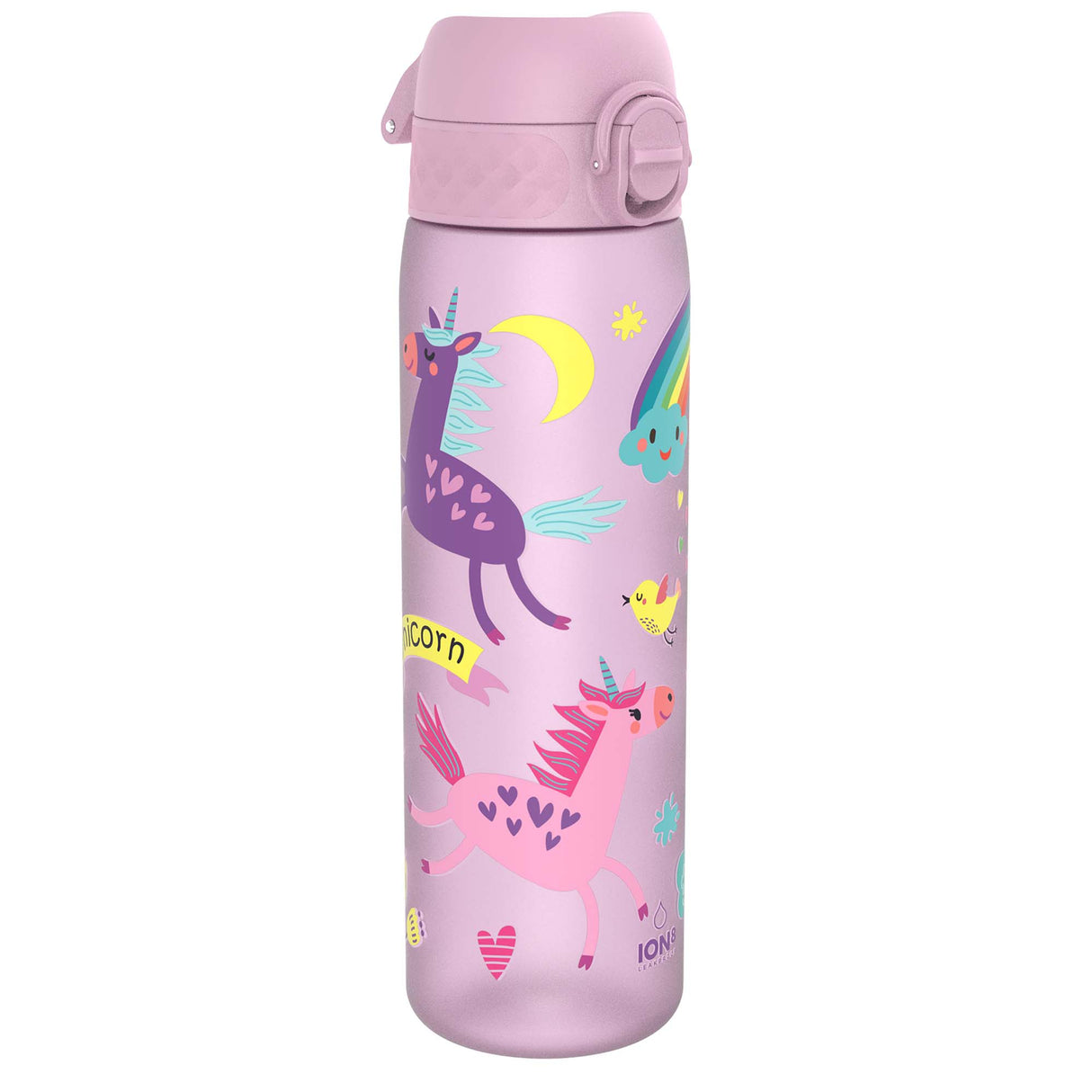 ION8 Leak Proof Slim Water Bottle, Recyclon, Unicorns, 500ml (18oz)