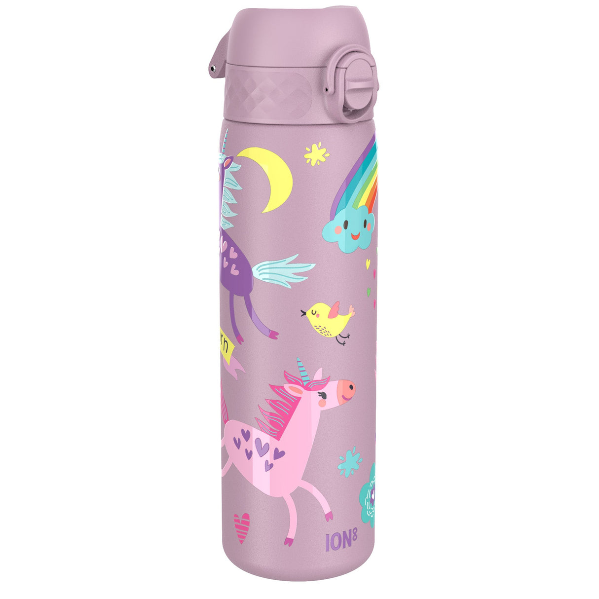 ION8 Leak Proof Slim Water Bottle, Stainless Steel, Unicorns, 600ml (20oz)