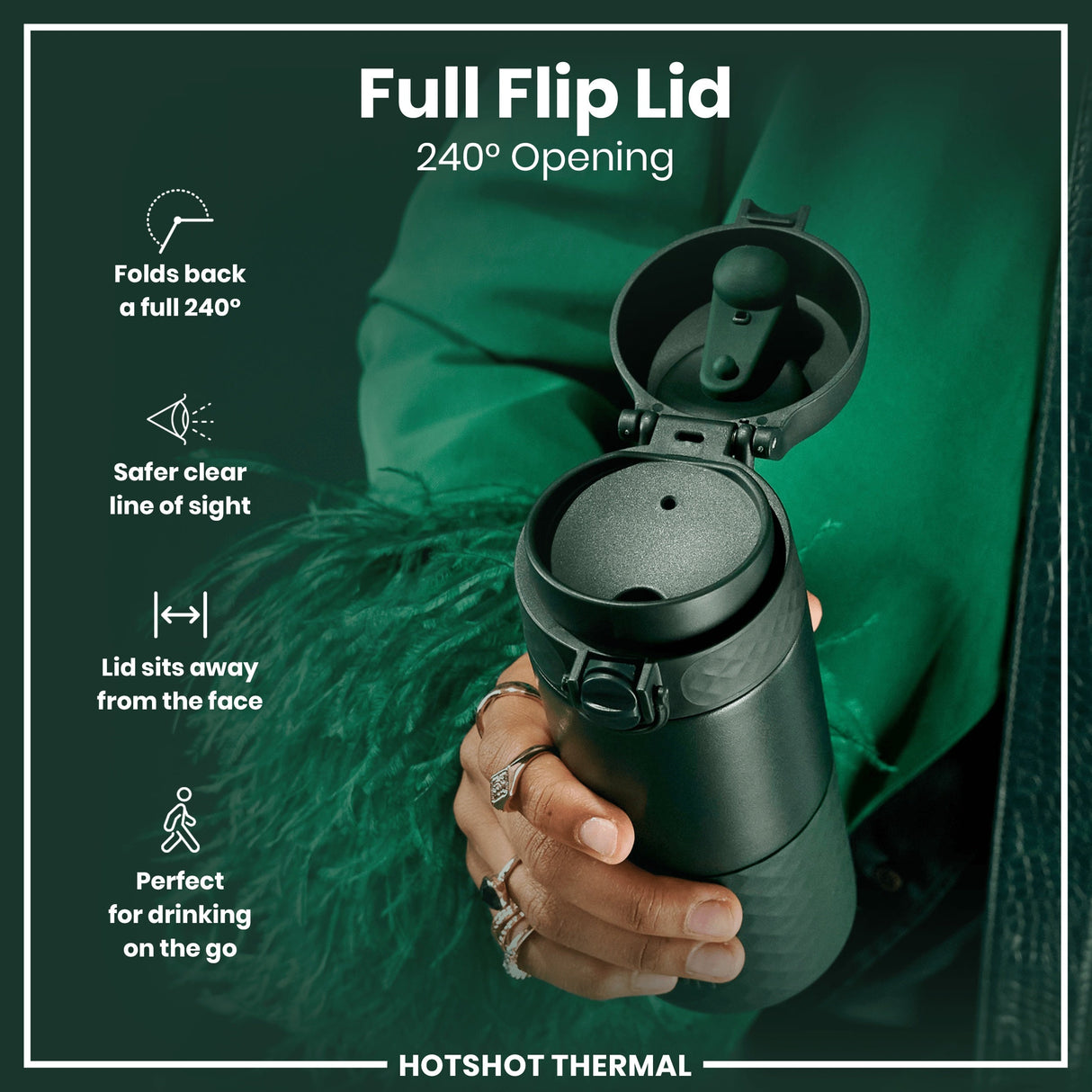 ION8 HotShot Leak Proof Insulated Cup, Travel Mug, Dark Green, 360ml (12oz)