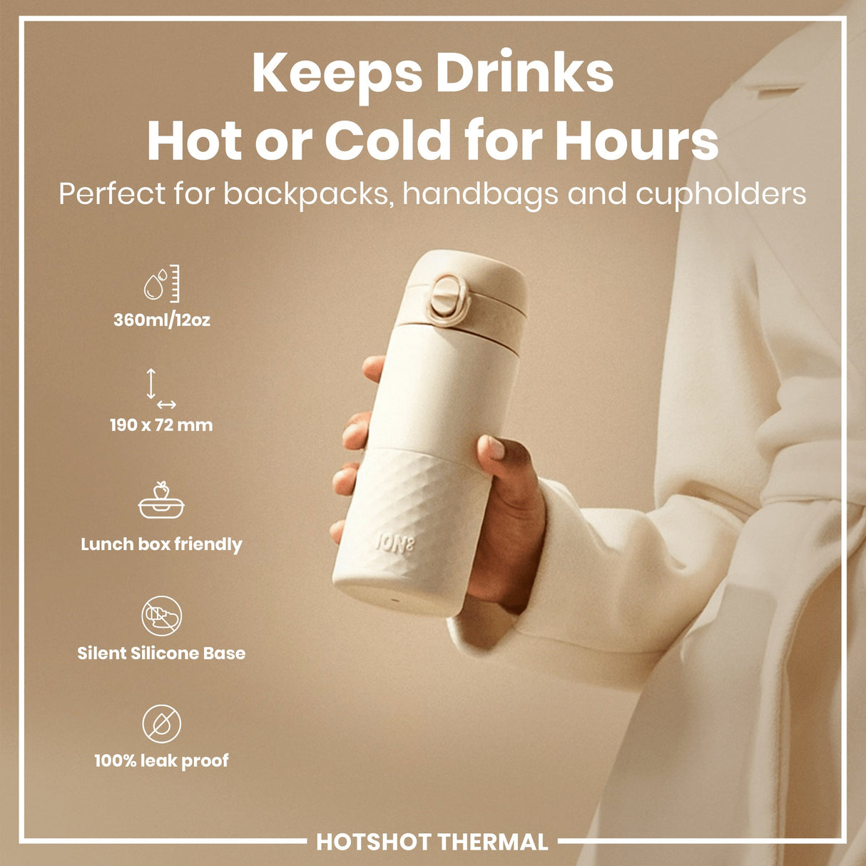 ION8 HotShot Leak Proof Insulated Cup, Travel Mug, Tuberose, 360ml (12oz)