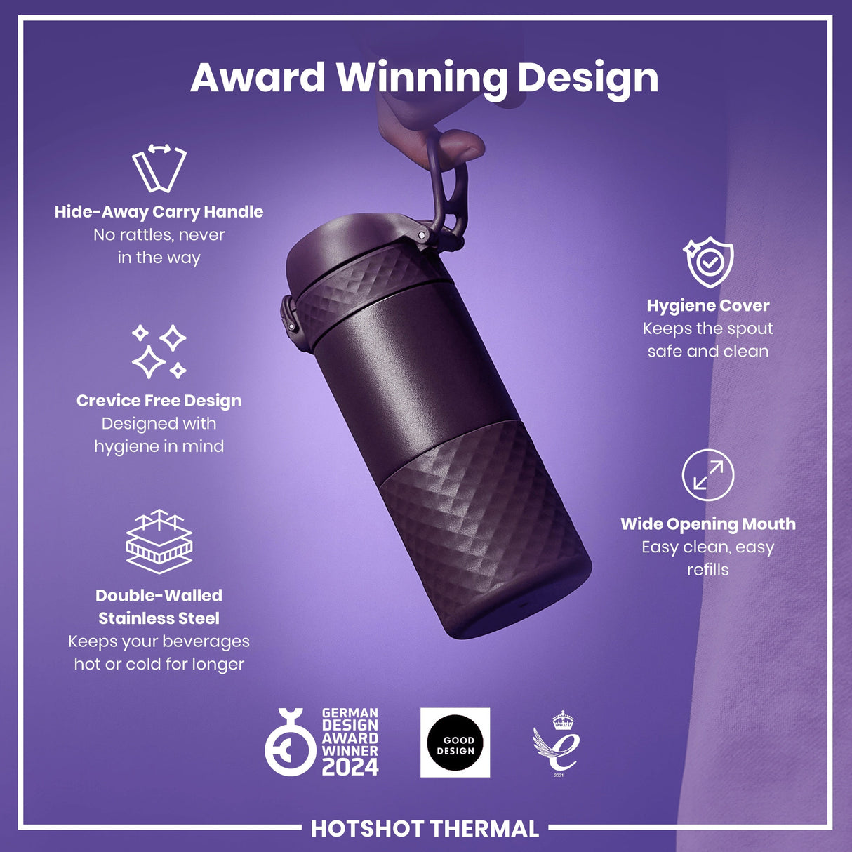 ION8 HotShot Leak Proof Insulated Cup, Travel Mug, Blackberry, 360ml (12oz)