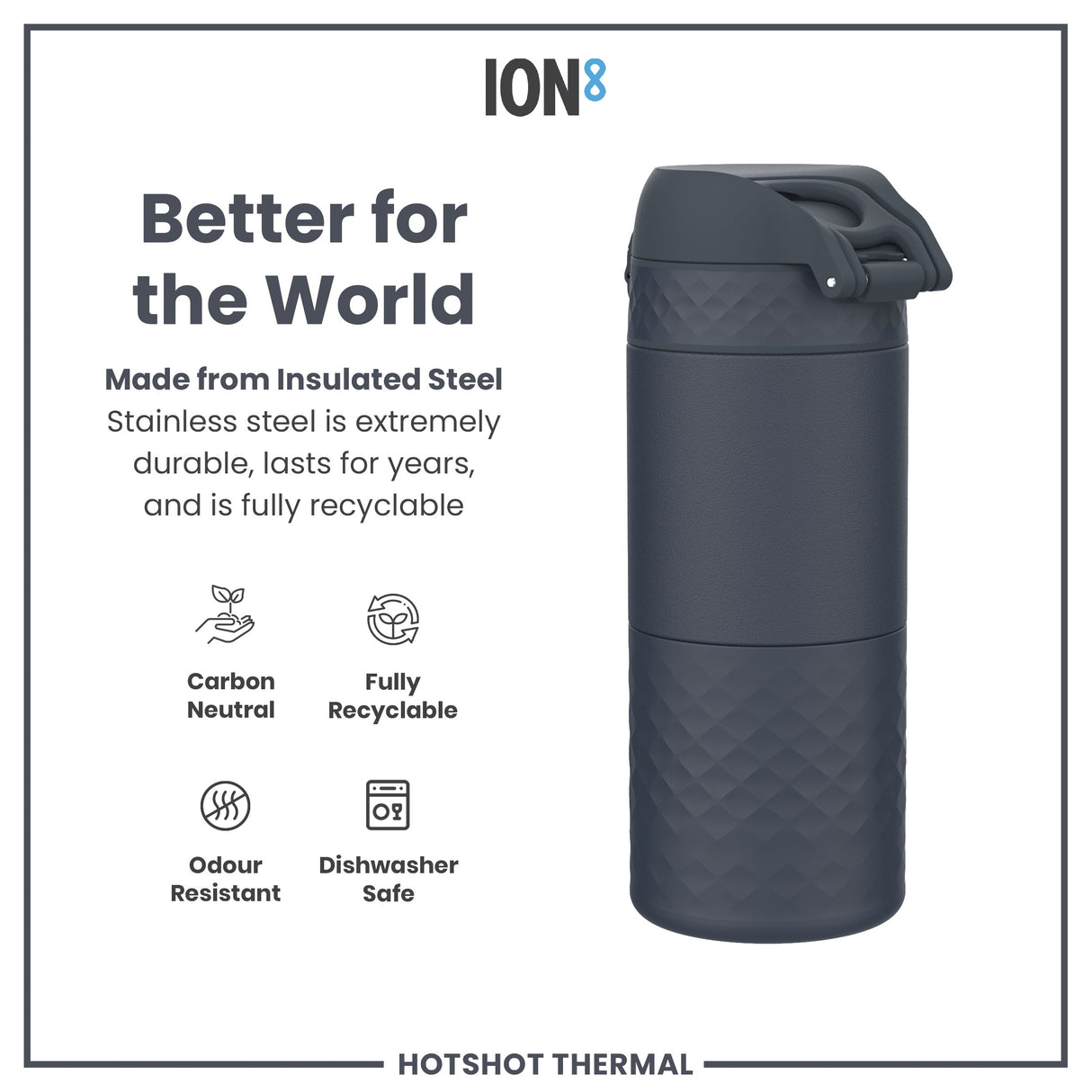 ION8 HotShot Leak Proof Insulated Cup, Travel Mug, Ash Navy, 360ml (12oz)