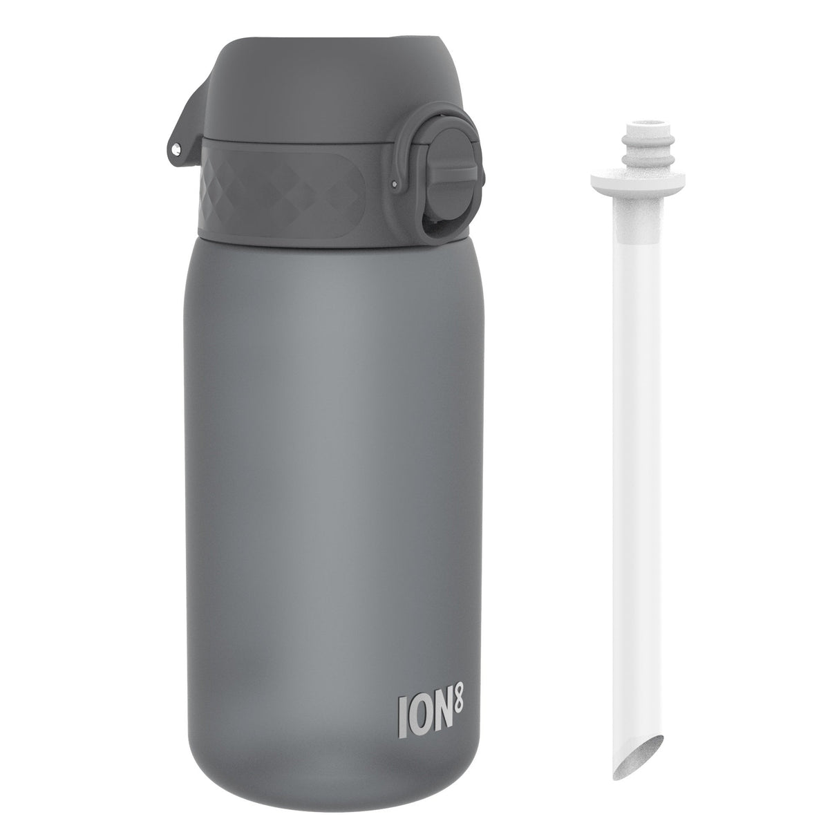 ION8 Leak Proof Small Water Bottle With Straw, Recyclon, Grey, 350ml (12oz)