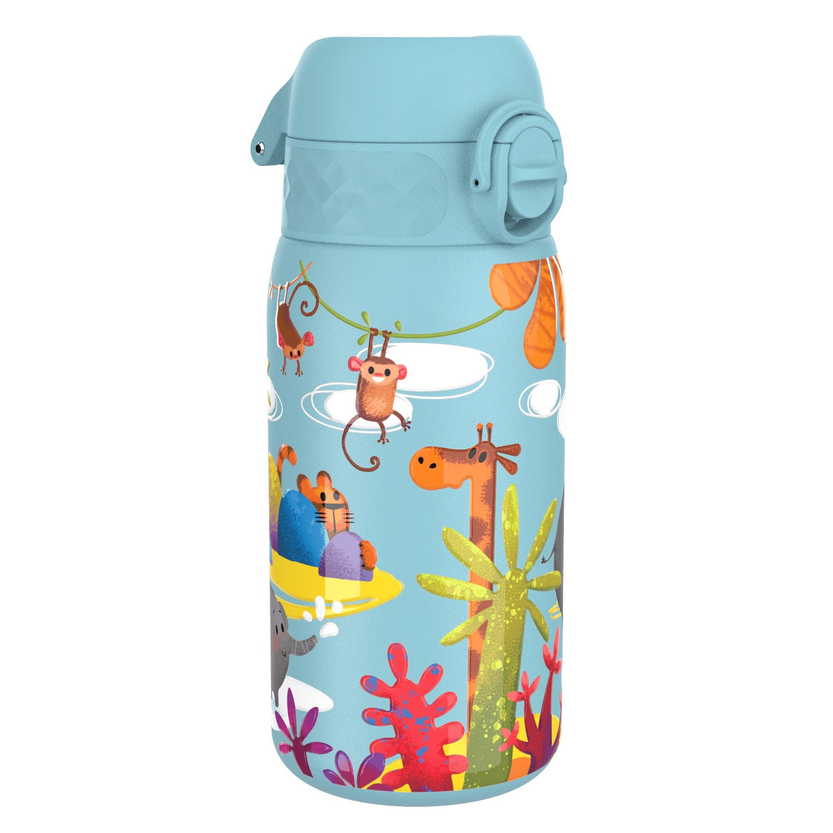 ION8 Leak Proof Kids Water Bottle, Stainless Steel, Safari, 400ml (13oz)