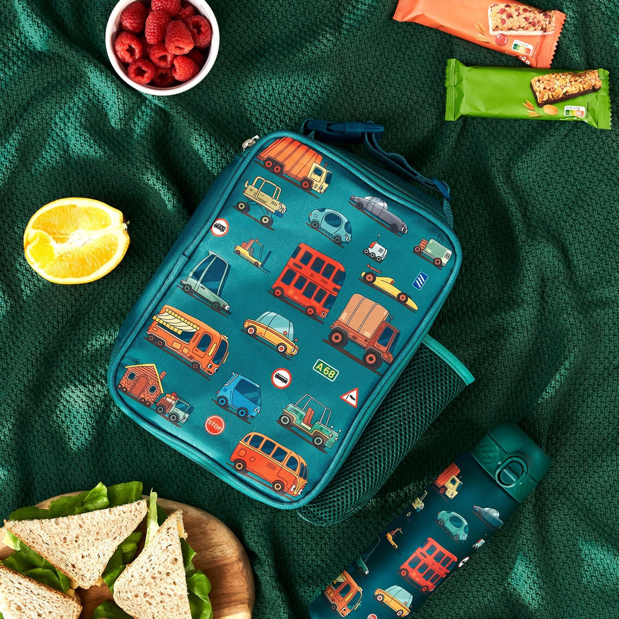 Kids Lunch Bag, Insulated, Automobiles, Medium