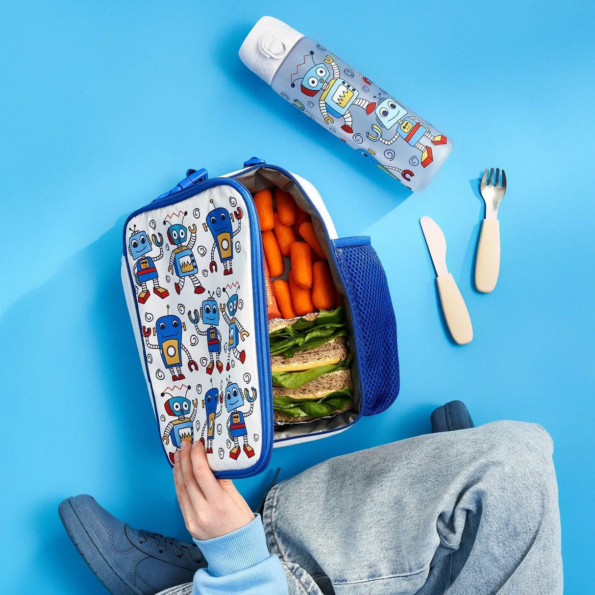 ION8 Kids Lunch Bag, Insulated, Robots, Medium