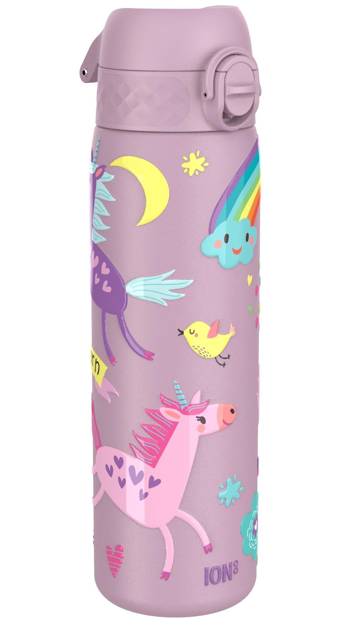 ION8 Leak Proof Slim Thermal Steel Water Bottle, Insulated, Unicorns, 500ml (17oz)