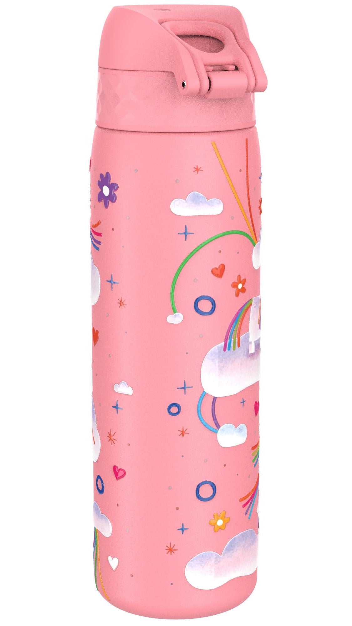 ION8 Leak Proof Slim Water Bottle, Stainless Steel, Unicorn Rainbow, 600ml (20oz)
