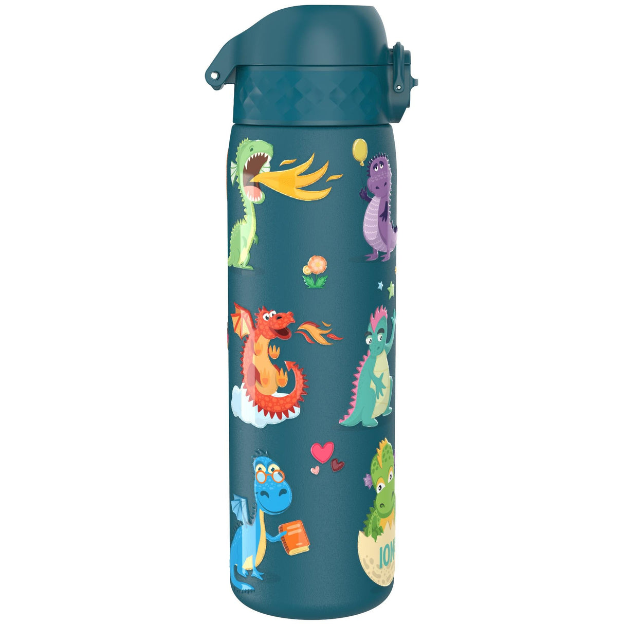 ION8 Leak Proof Slim Water Bottle, Stainless Steel, Dragons, 600ml (20oz)