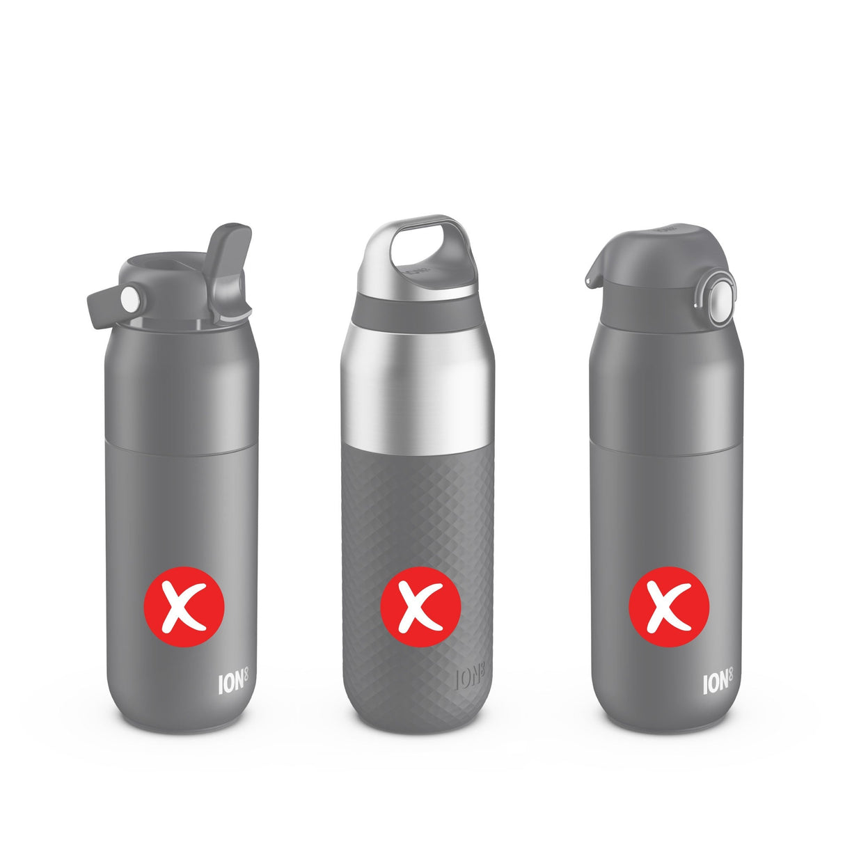 ION8 Leak Proof Water Bottle Replacement Lid, Grey, Large