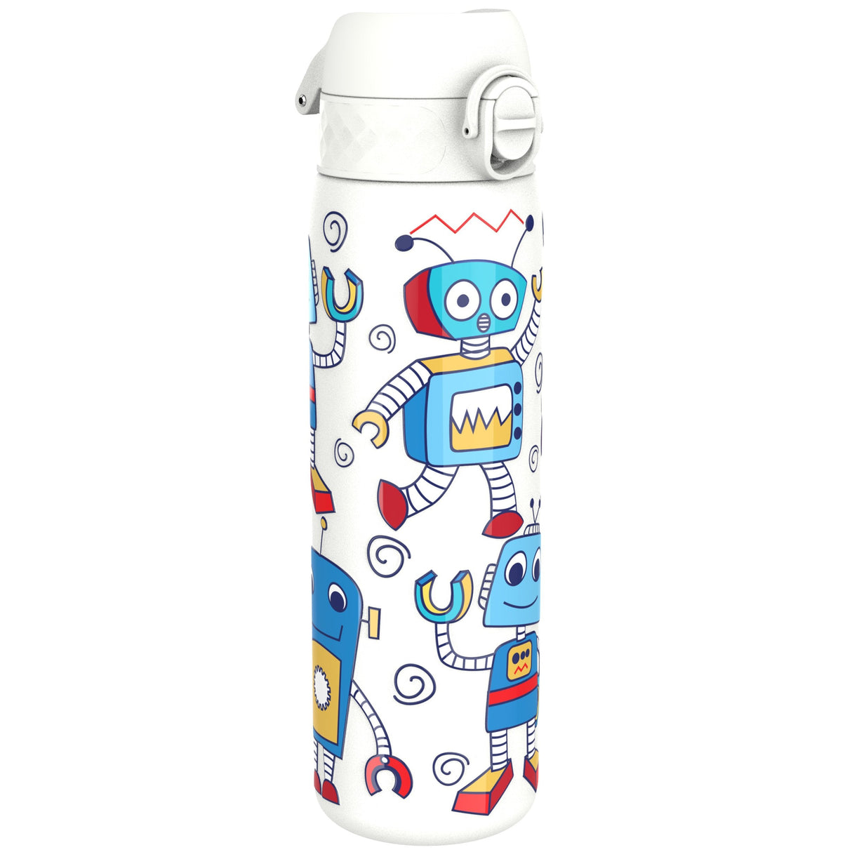 ION8 Leak Proof Slim Water Bottle, Stainless Steel, Robots, 600ml (20oz)