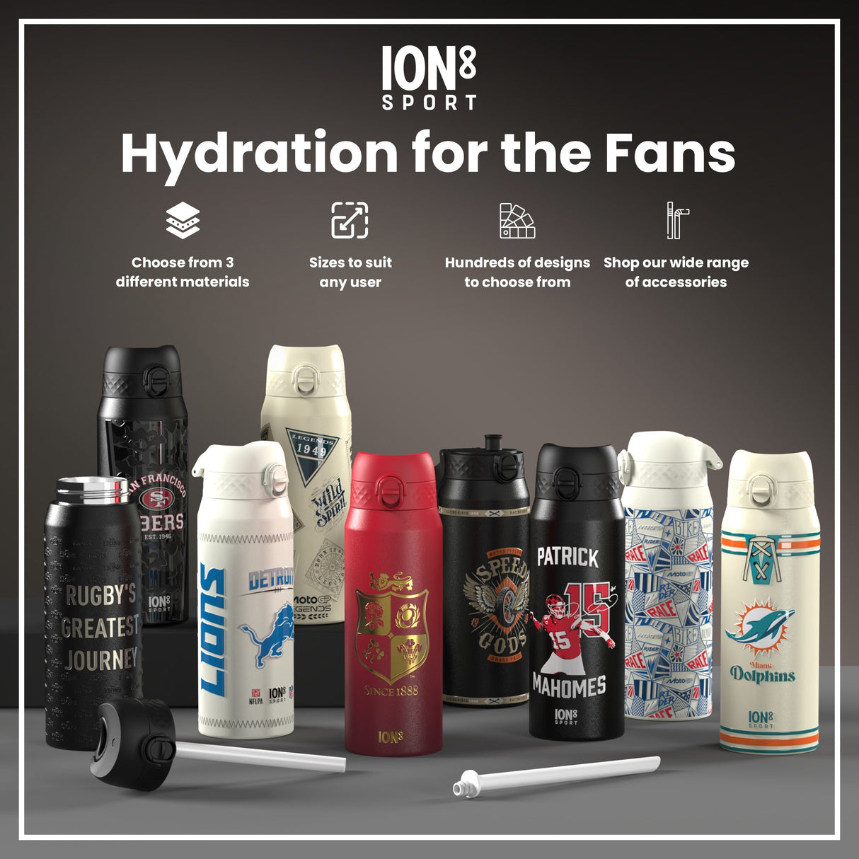 Lions X ION8 Insulated Steel Water Bottle, British & Irish Lions, 750ml (24oz)