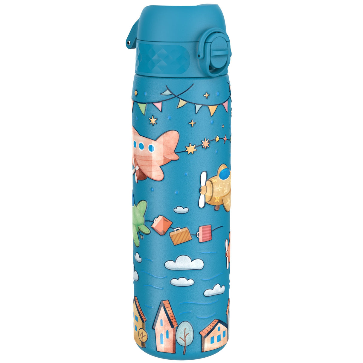 ION8 Leak Proof Slim Thermal Water Bottle, Insulated Steel, Airplanes, 500ml (17oz)