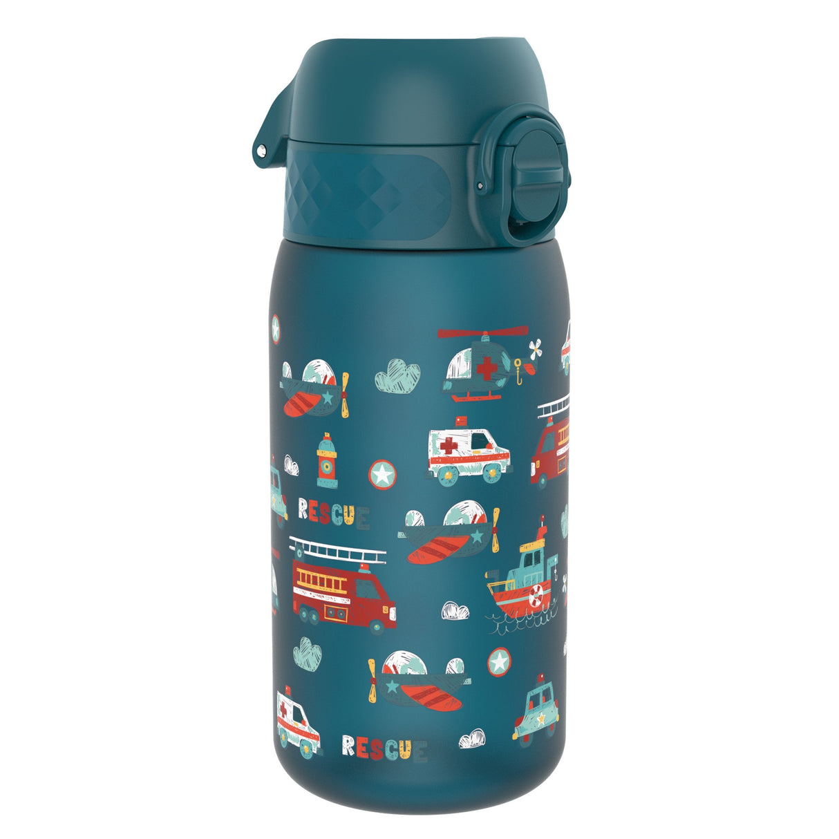 ION8 Leak Proof Kids Water Bottle, Recyclon, Rescue Vehicles, 350ml (12oz)