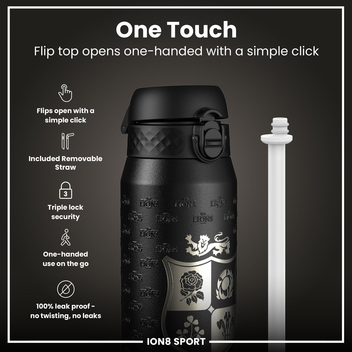 Lions X ION8 Insulated Steel Water Bottle, Nothing Like The Lions, 750ml (24oz)
