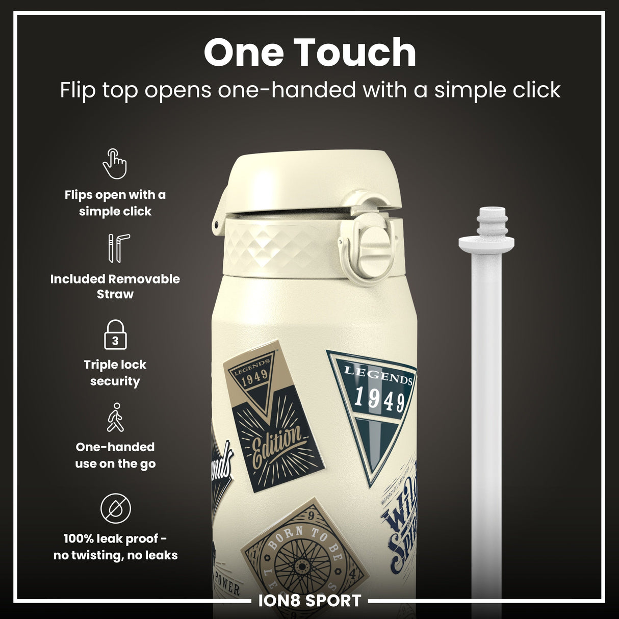 MotoGP x ION8 Insulated Steel Water Bottle, MotoGP Classic Legends, 750ml (24oz)