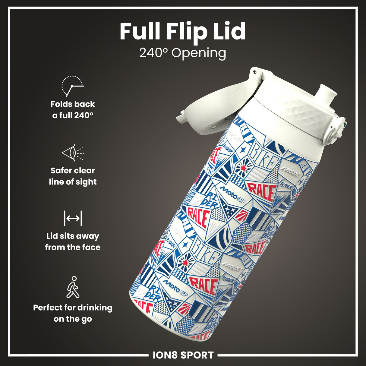 MotoGP x ION8 Insulated Steel Water Bottle, MotoGP Street, 750ml (24oz)