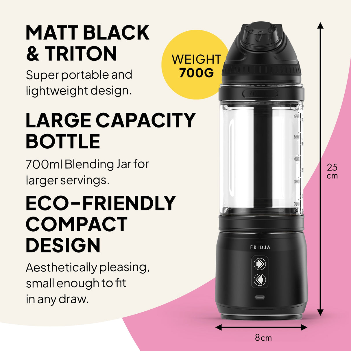 Fridja F500 Portable Blender, 700ml