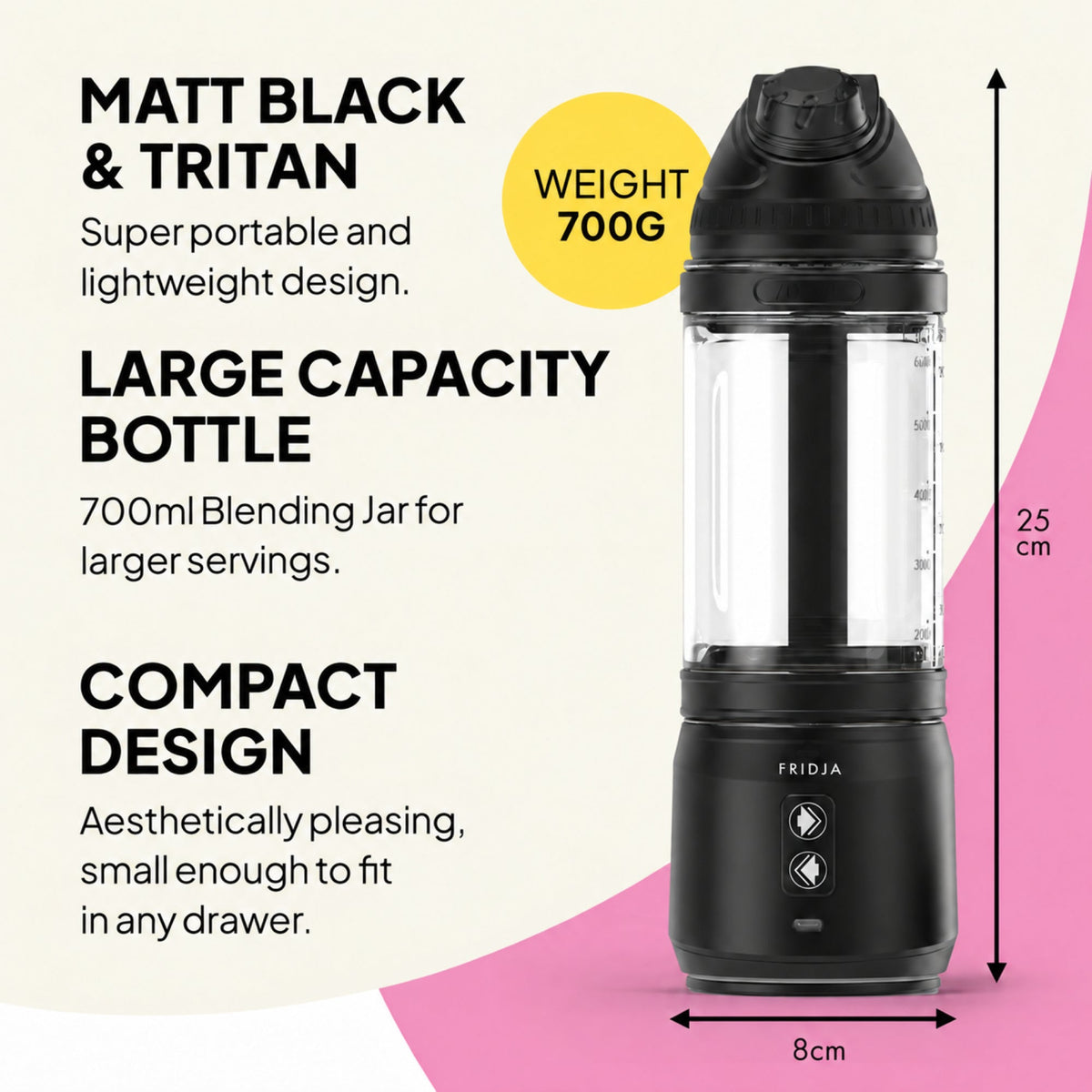 Fridja F500 Portable Blender, 700ml