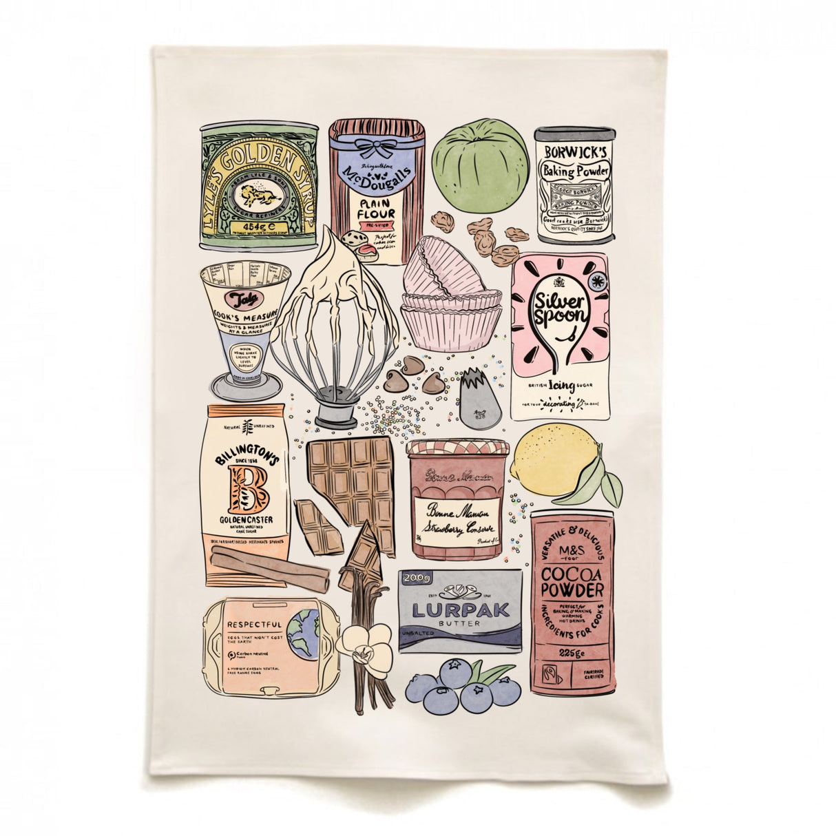 Quite Nice London Baking Ingredients Tea Towel