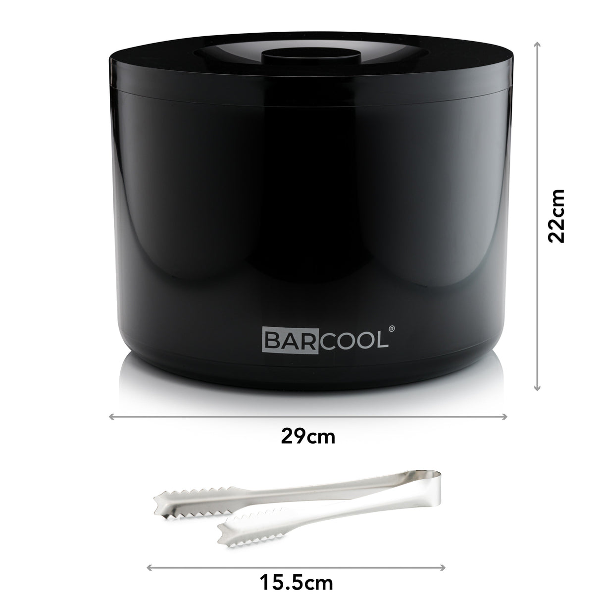 Subcold Barcool 10L Round Black Ice Bucket with Lid & Tongs