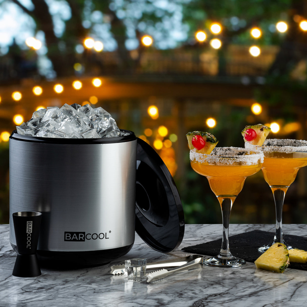 Subcold Barcool 4L Round Ice Bucket with Lid & Tongs - Silver