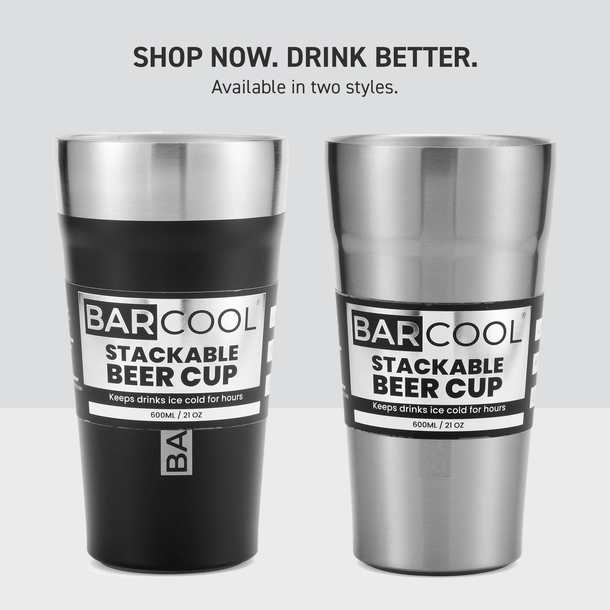 Subcold Barcool Stackable Beer Cup Black - 600ml