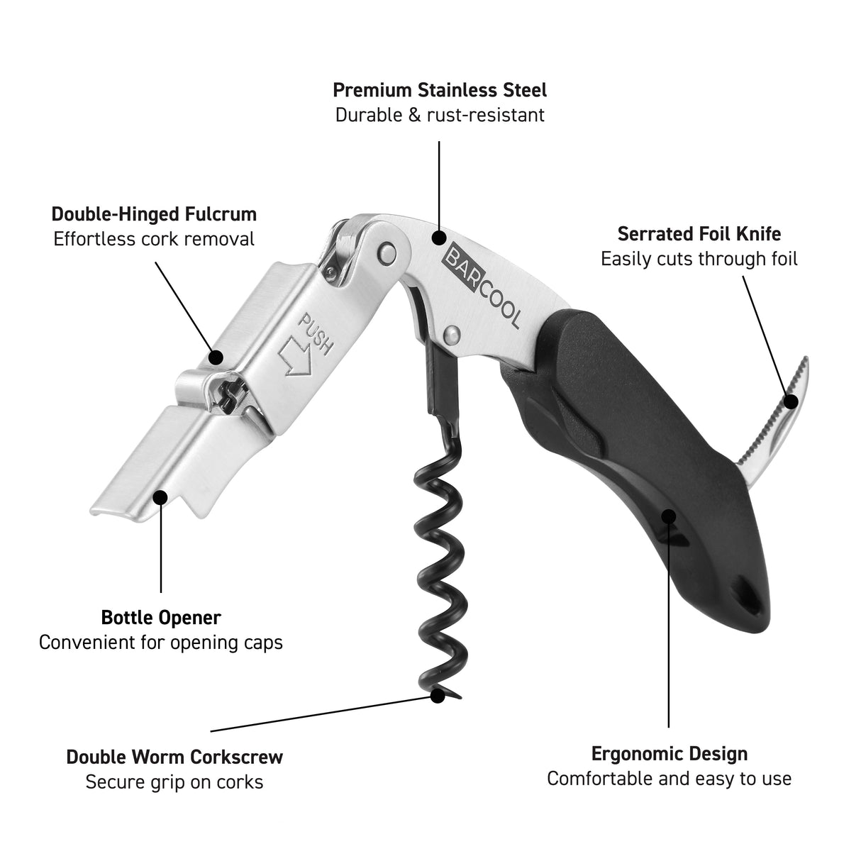 Subcold Barcool Black Stainless Steel Wine Opener