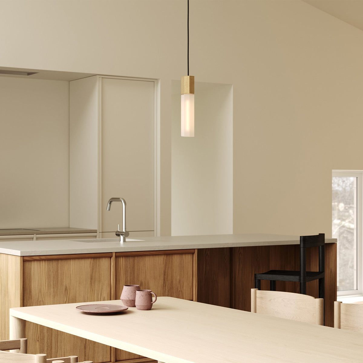 Tala Basalt Single Pendant in Brass
