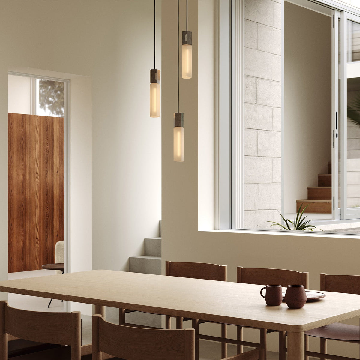 Tala Basalt Triple Pendant in Stainless Steel