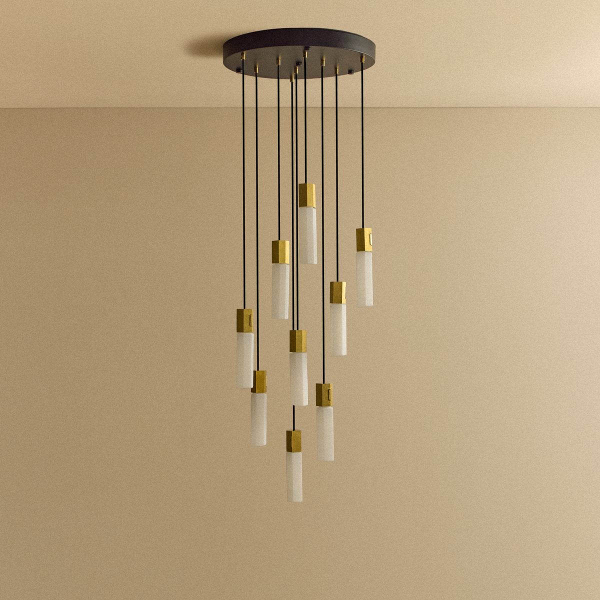 Tala Basalt Nine Pendant Light in Brass