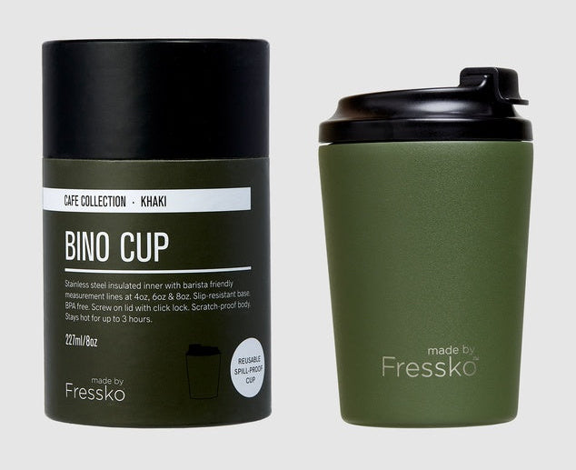 Fressko Khaki Reusable Travel Mug Stainless Steel