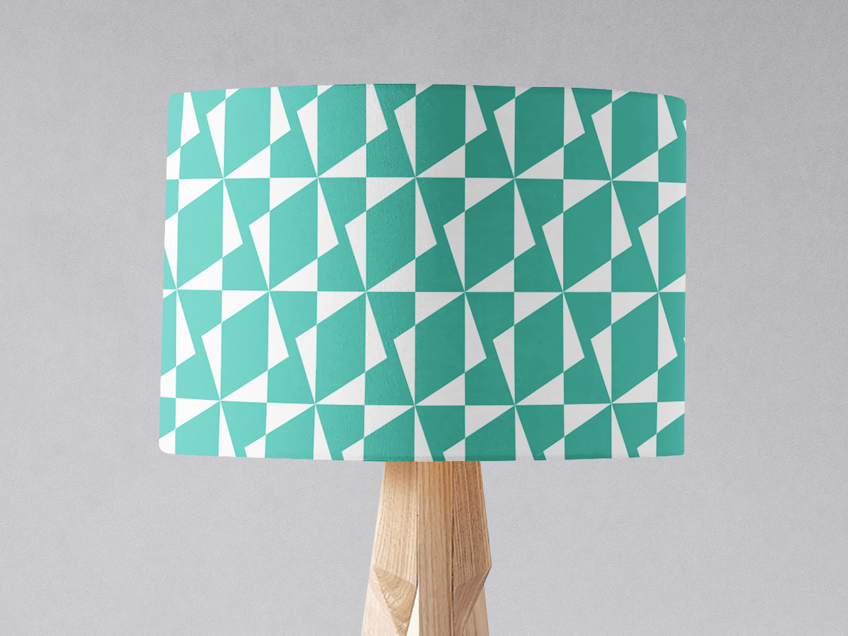 Shadowbright Turquoise and White Retro Geometric Lampshade