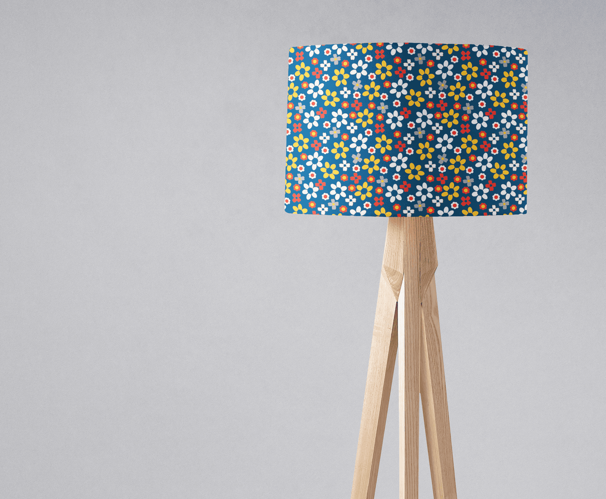 Shadowbright Blue, White and Yellow Floral Retro Lampshade