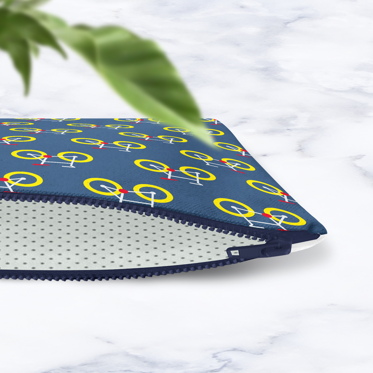 Shadowbright Handmade Dark Blue Bicycle Print Makeup Bag - 24cm x 19cm