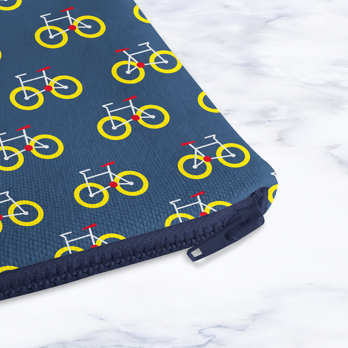 Shadowbright Handmade Dark Blue Bicycle Print Makeup Bag - 24cm x 19cm