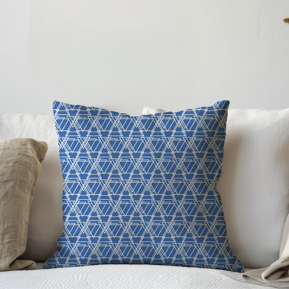 Shadowbright Modern Geometric Blue Cushion Cover – 100% Cotton