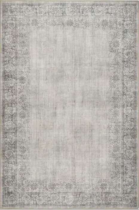 Eco-Washable Grey Rug Bordered Design by The Rugs