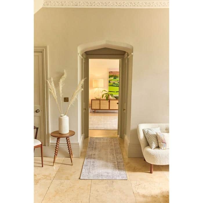 Eco-Washable Grey Rug Bordered Design by The Rugs